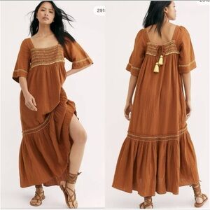 Free People I'm The One Maxi Dress in Burnt Orange Size Large